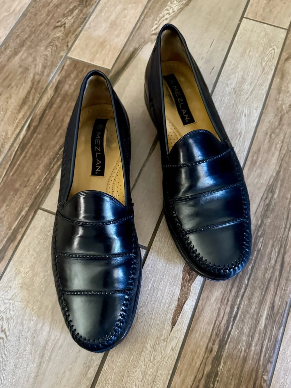 Mezlan SPYDER Black Leather Loafers, Luxury Slip-On Dress / Driving Moc sz. 12